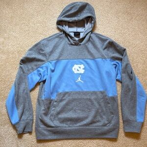 Jordan Men's Gray and Carolina Blue Pullover Hoodie